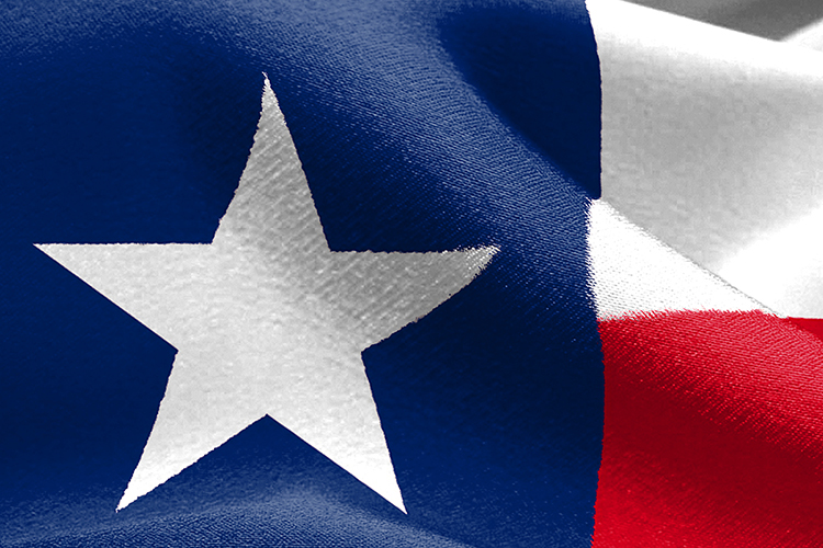 close up of Texas state flag