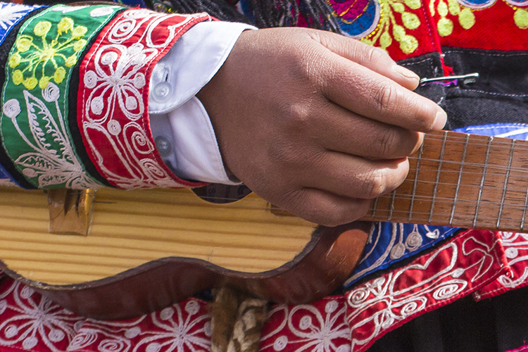 Peruvian musician playing in a parade