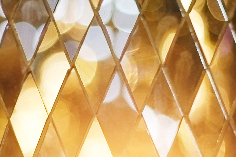 glass reflecting golden light